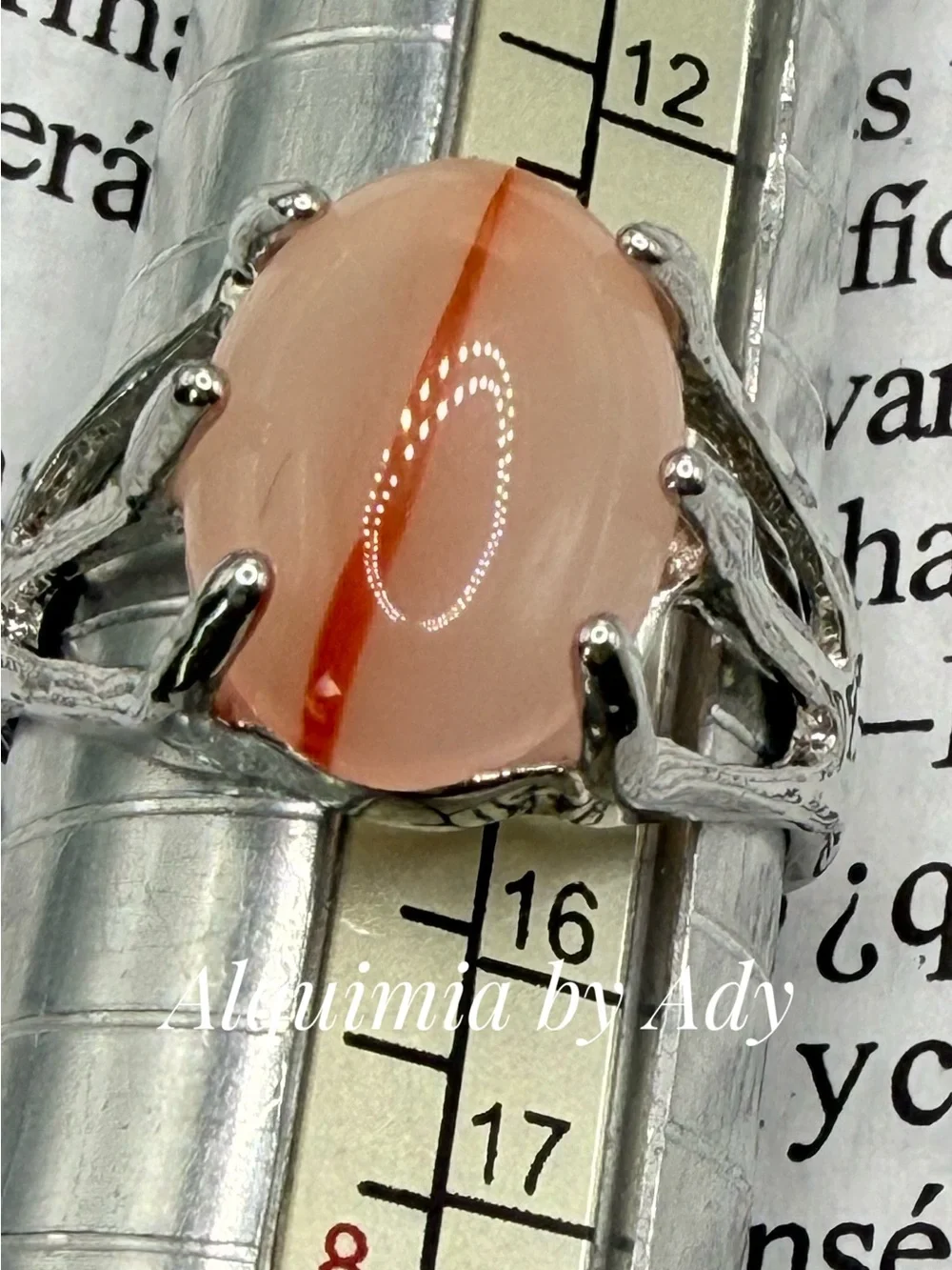 Peach-Orange Cabochon agate Ring